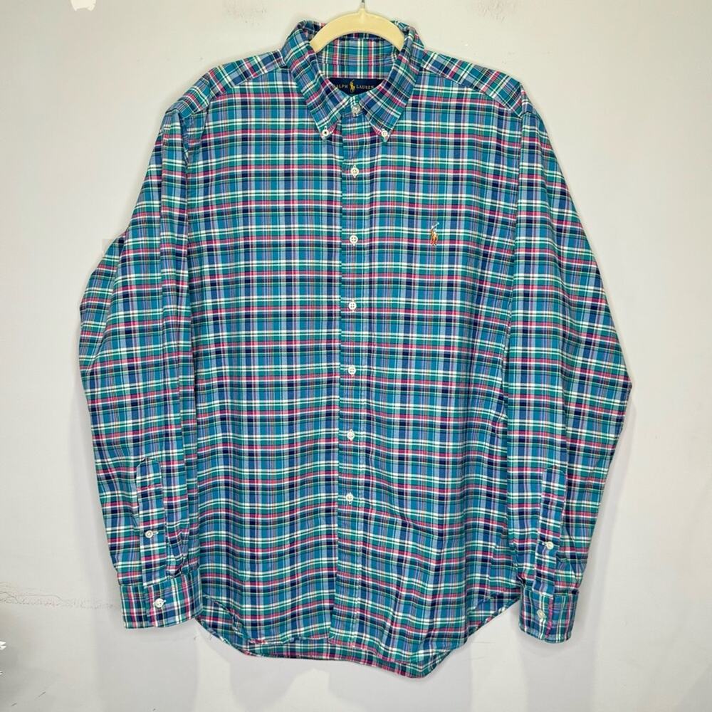 Ralph Lauren Classic Fit Plaid Cotton Button Down Shirt Casual Career XL